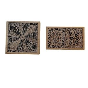 Magenta Floral Abstract Wood Rubber Stamps Set of 2 Large Canada Art
